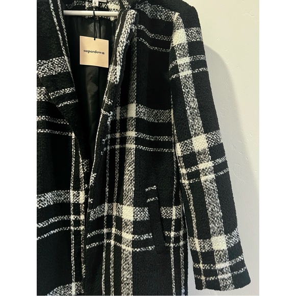 Revolve Superdown Black & White Plaid Coat - Picture 3 of 5